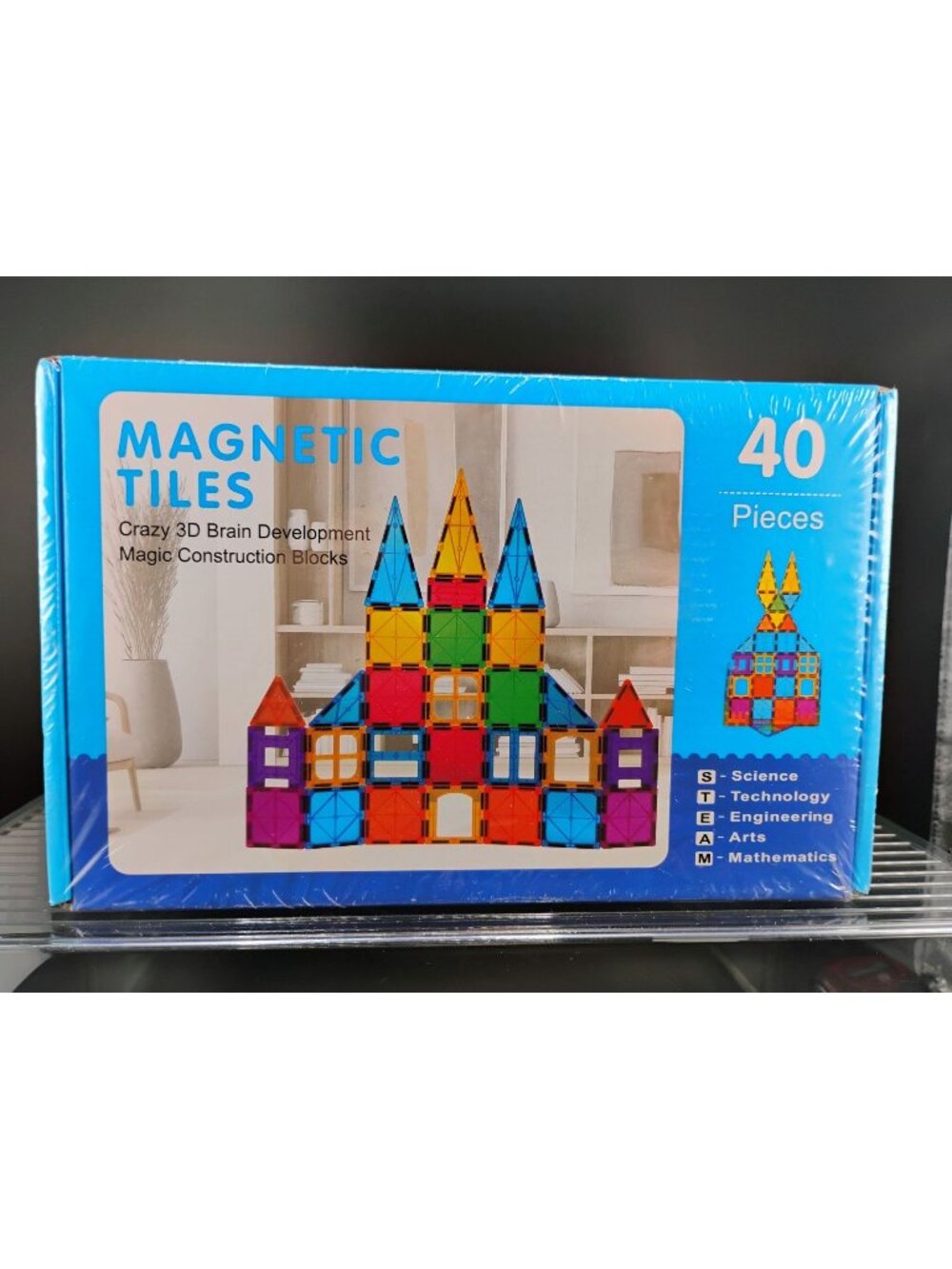 Magnetic Tiles 40-Piece Set 3D Brain Development Construction Blocks